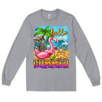 Heather Grey hello summer skeleton Long Sleeve Tee - Zillion Design Studio