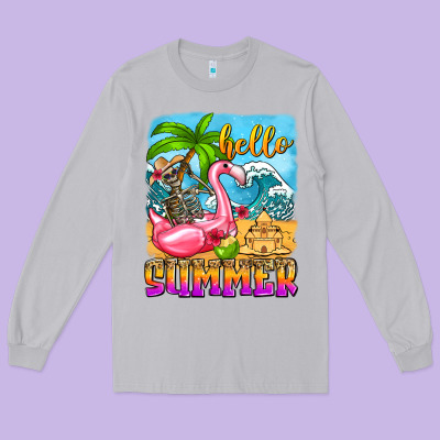 Hello Summer Skeleton Long Sleeve Tee Designed By Zillion Design Studio