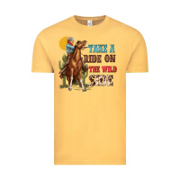 Vintage Mustard take a ride on the wild side with rodeo Vintage Tee - texasbilliewilder