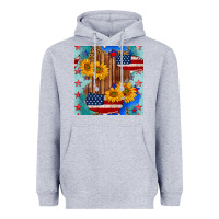 Heather Grey usa map with sunflowers and leopard seamless pattern Heavyweight Hoodie - BundleAndBundleShop