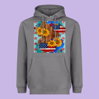 Usa Map With Sunflowers And Leopard Seamless Pattern Heavyweight Hoodie Designed By Bundleandbundleshop