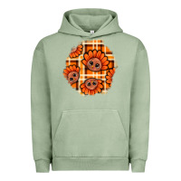 Pigment Oil Green Thanksgiving Turkey With Tartan Patch Urban Hoodie - BundleAndBundleShop