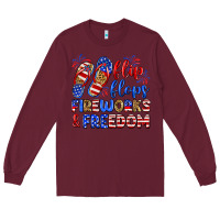 Burgundy flip flops fireworks and freedom Long Sleeve Tee - Zillion Design Studio