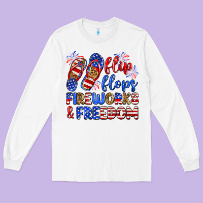 Flip Flops Fireworks And Freedom Long Sleeve Tee Designed By Zillion Design Studio