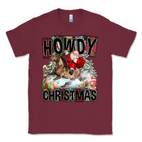Burgundy Howdy Christmas Rodeo Santa Classic Tee - FaDigitalArtStudio