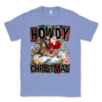 Colony Blue Howdy Christmas Rodeo Santa Classic Tee - FaDigitalArtStudio