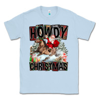 Dusty Blue Howdy Christmas Rodeo Santa Classic Tee - FaDigitalArtStudio