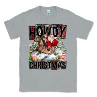 Heather Grey Howdy Christmas Rodeo Santa Classic Tee - FaDigitalArtStudio