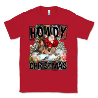 Red Howdy Christmas Rodeo Santa Classic Tee - FaDigitalArtStudio
