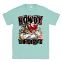 Seafoam Howdy Christmas Rodeo Santa Classic Tee - FaDigitalArtStudio