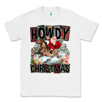 White Howdy Christmas Rodeo Santa Classic Tee - FaDigitalArtStudio