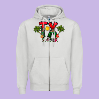 Texas Summer Zipper Hoodie Designed By Cowhidedigitalart