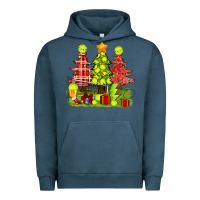 Pigment Midnight Navy Christmas With Tennis Trees Urban Hoodie - BundleAndBundleShop