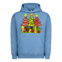 Pigment Pebble Blue Christmas With Tennis Trees Urban Hoodie - BundleAndBundleShop