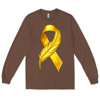 Chestnut Childhood Cancer Ribbon with Feather Long Sleeve Tee - texasbilliewilder