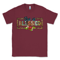 Burgundy she is blesssed floral Classic Tee - BarkalooDesign