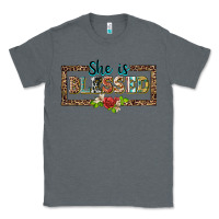 Charcoal Heather she is blesssed floral Classic Tee - BarkalooDesign