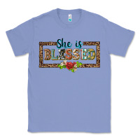 Colony Blue she is blesssed floral Classic Tee - BarkalooDesign