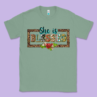 She Is Blesssed Floral Classic Tee Designed By Barkaloodesign