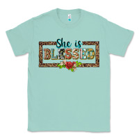 Seafoam she is blesssed floral Classic Tee - BarkalooDesign