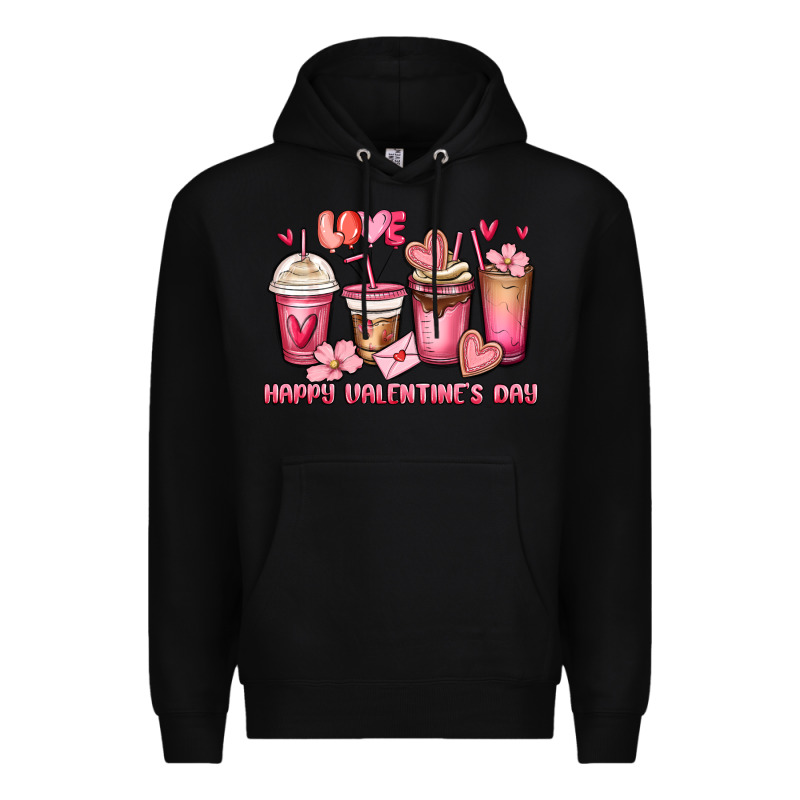 Happy Valentine's Day Coffee Cups Premium Hoodie by MaliasSmallBusiness | Teevron