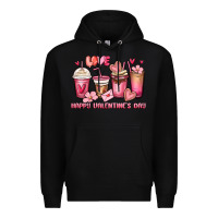 Black happy valentine's day coffee cups Premium Hoodie - MaliasSmallBusiness