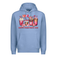 Colony Blue happy valentine's day coffee cups Premium Hoodie - MaliasSmallBusiness