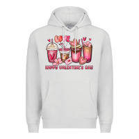 Dove Grey happy valentine's day coffee cups Premium Hoodie - MaliasSmallBusiness