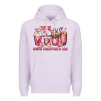 Lilac happy valentine's day coffee cups Premium Hoodie - MaliasSmallBusiness