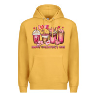 Mustard happy valentine's day coffee cups Premium Hoodie - MaliasSmallBusiness