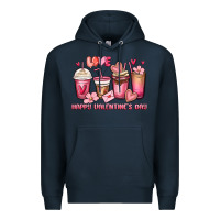 Navy happy valentine's day coffee cups Premium Hoodie - MaliasSmallBusiness