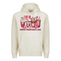 Oatmeal Heather happy valentine's day coffee cups Premium Hoodie - MaliasSmallBusiness