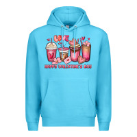 Ocean Blue happy valentine's day coffee cups Premium Hoodie - MaliasSmallBusiness