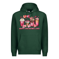 Sports Green happy valentine's day coffee cups Premium Hoodie - MaliasSmallBusiness