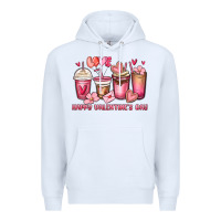 White happy valentine's day coffee cups Premium Hoodie - MaliasSmallBusiness