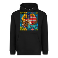 Black 4th of july texas map with cow seamless pattern Heavyweight Hoodie - BundleAndBundleShop