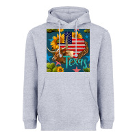 Heather Grey 4th of july texas map with cow seamless pattern Heavyweight Hoodie - BundleAndBundleShop