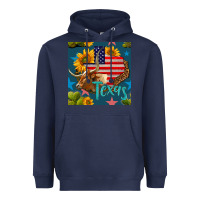 Navy 4th of july texas map with cow seamless pattern Heavyweight Hoodie - BundleAndBundleShop