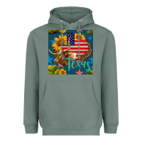 Sage 4th of july texas map with cow seamless pattern Heavyweight Hoodie - BundleAndBundleShop