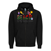 Black the beach is my happy place Zipper Hoodie - CowhideDigitalArt