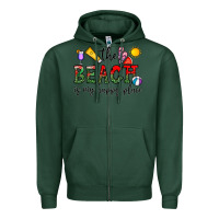 Sports Green the beach is my happy place Zipper Hoodie - CowhideDigitalArt