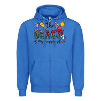 True Royal the beach is my happy place Zipper Hoodie - CowhideDigitalArt