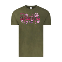 Vintage Olive It's Christmas Y'all Season Pink Christmas Vintage Tee - RanaPortraitStore