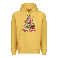Antique Gold merry bookmas christmas book tree Premium Hoodie - MaliasSmallBusiness