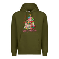 Army Green merry bookmas christmas book tree Premium Hoodie - MaliasSmallBusiness