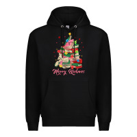 Black merry bookmas christmas book tree Premium Hoodie - MaliasSmallBusiness