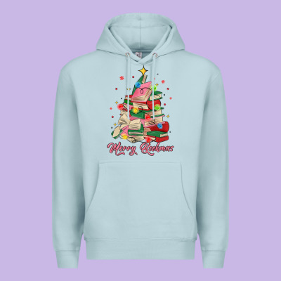Merry Bookmas Christmas Book Tree Premium Hoodie Designed By Maliassmallbusiness