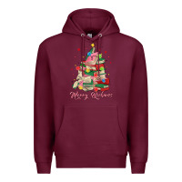Burgundy merry bookmas christmas book tree Premium Hoodie - MaliasSmallBusiness