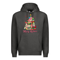 Charcoal Heather merry bookmas christmas book tree Premium Hoodie - MaliasSmallBusiness