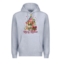 Heather Grey merry bookmas christmas book tree Premium Hoodie - MaliasSmallBusiness